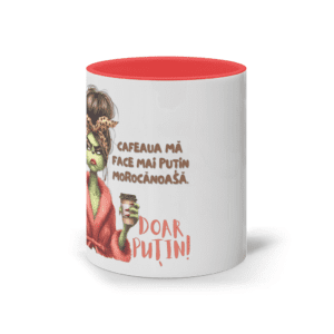 Cană colorată din ceramică „Cafeaua Mă Face Mai Puțin Morocănoasă. Doar Puțin!”