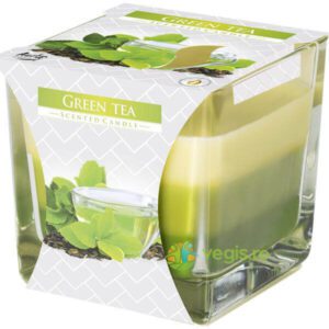 Lumânare Parfumata în Pahar Trei Culori – Aromă de Ceai Verde