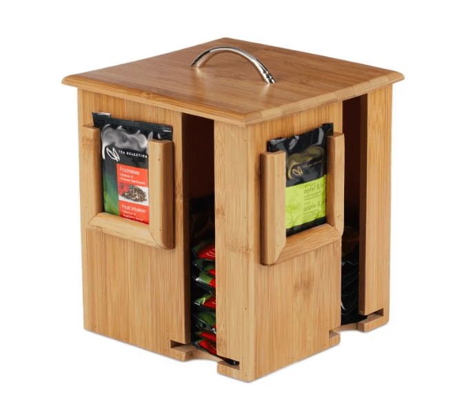 Cutie de Ceai Rotativă din Bambus, 4 Compartimente, Kraftpunkt