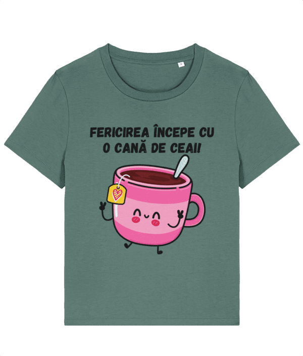 Tricou damă „Fericirea începe cu o cană de ceai” - imagine 5