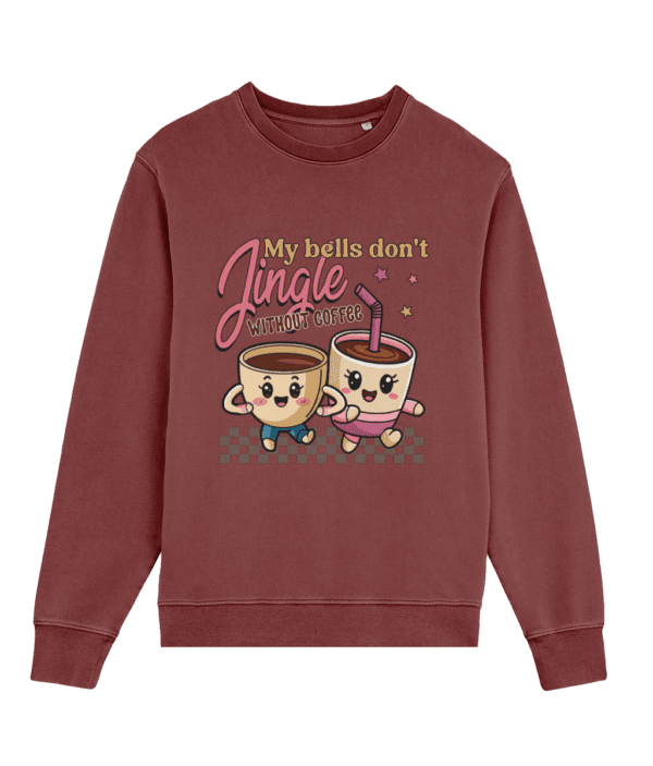 Bluză unisex „My Bells Don't Jingle Without Coffee” cadou personalizat amuzant pentru iubitorii de cafea de Craciun