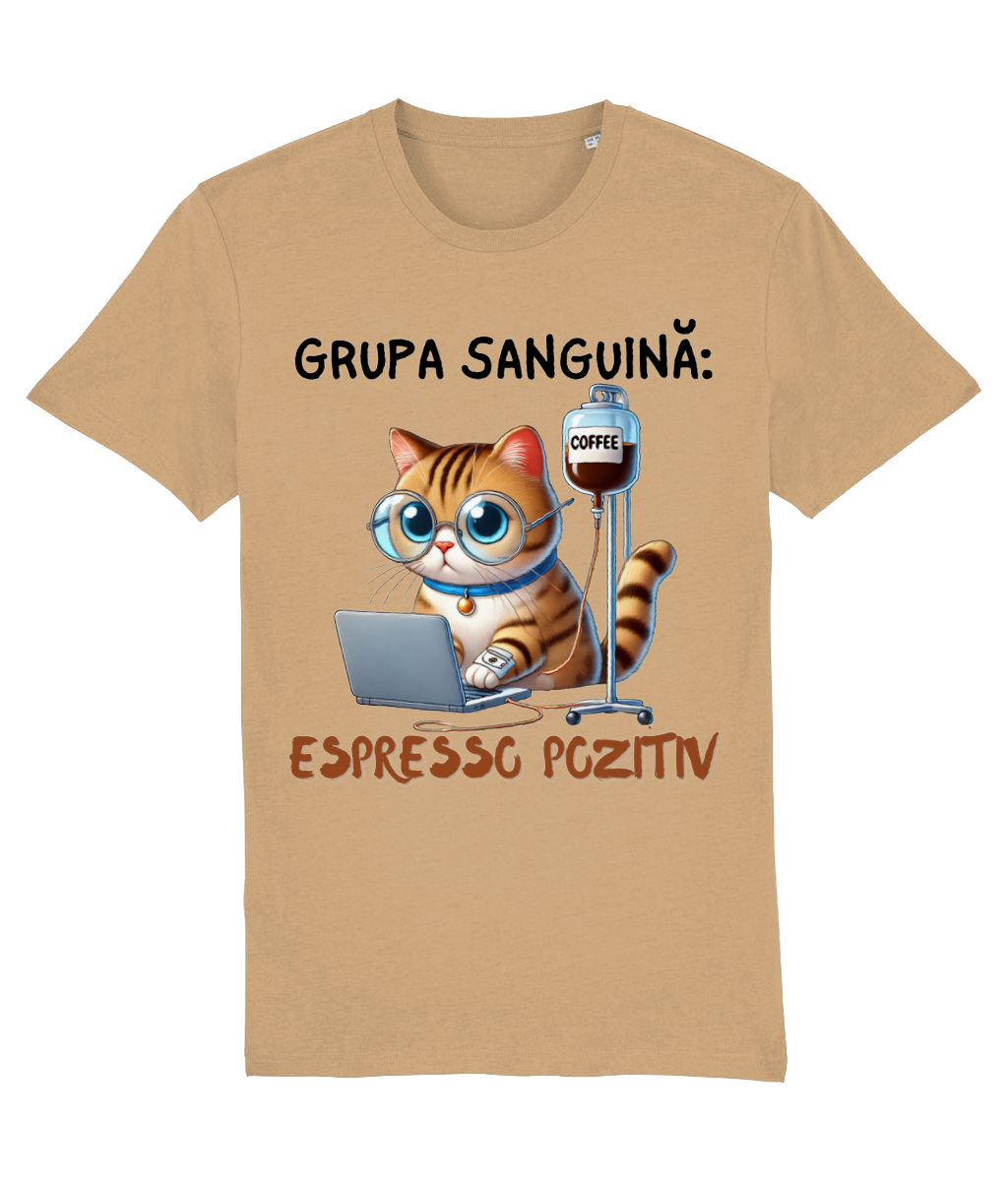 Grupa Sanguină Espresso Pozitiv – Tricou de Bărbat