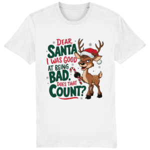 Tricou Bărbați „Dear Santa, I was good” – Pentru cei buni la… a fi răi!