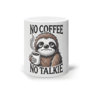 Cană ceramică albă „No Coffee, No Talkie”