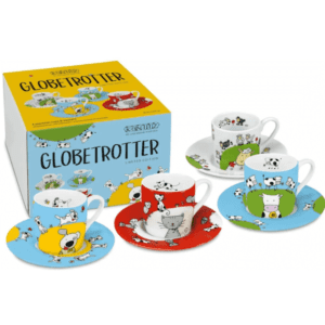 Set 4 Cești cu Farfurii Espresso „Globetrotter”