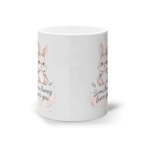 Cană ceramică albă „Somebunny loves you”