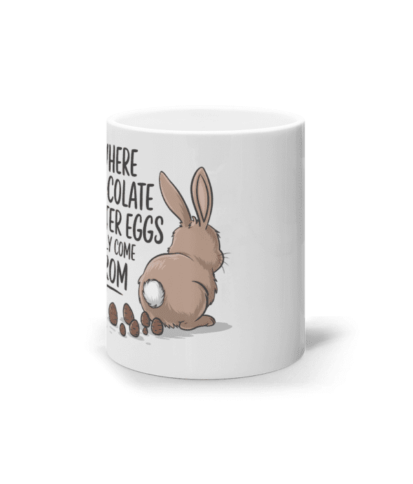 Cană ceramică albă „Where chocolate Easter Eggs really come from” - imagine 2
