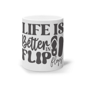 Cană ceramică albă „Life is better in flip flops”