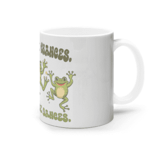 Cană ceramică albă „Take more chances. Dance more dances”