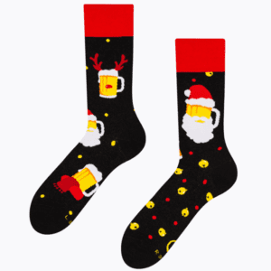 Șosete vesele „Moș Crăciun care Bea Bere”