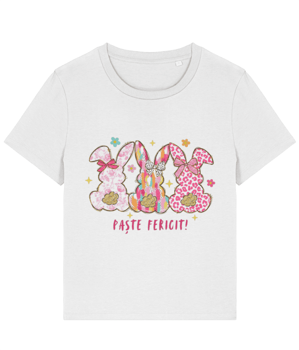 Tricou damă „Paște fericit 3 iepurași” - imagine 2