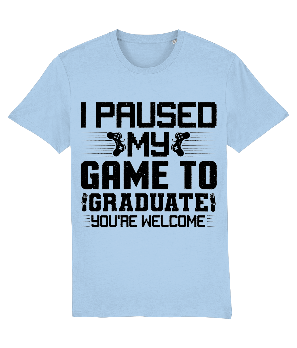 Tricou cadou personalizat I paused my game to graduate pentru pasionatii de jocuri video baieti fete absolvire liceu gimnaziu facultate