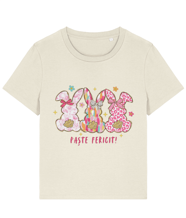 Tricou damă „Paște fericit 3 iepurași” - imagine 4
