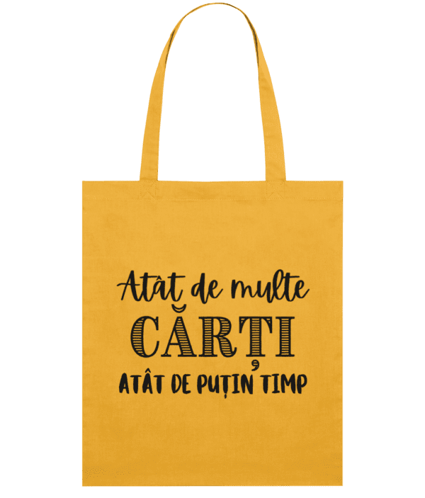 Sacosa din bumbac cadou personalizat pentru iubitorii de carti si lectura Atat de multe carti, atat de putin timp