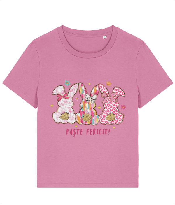Tricou damă „Paște fericit 3 iepurași” - imagine 6