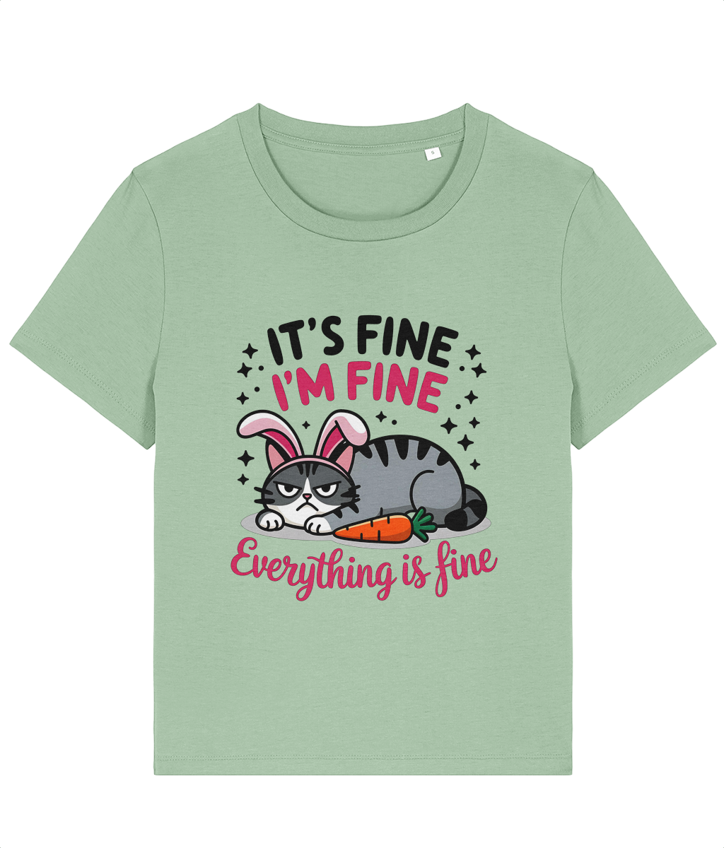 Tricou „It's fine. I'm fine. Everything is fine” Cadou personalizat amuzant de paste pentru iubita iubitoare de pisici