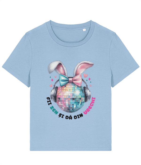 Tricou damă „Fii zen și dă din urechi” cadou amuzant personalizat de paste pentru femei care iubesc muzica dansul si distractia