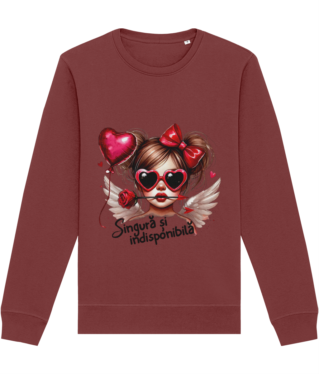 Bluza dama Singura si indisponibila cadou personalizat pentru fete si femeil independente de Ziua indragostitilor Valentine Day