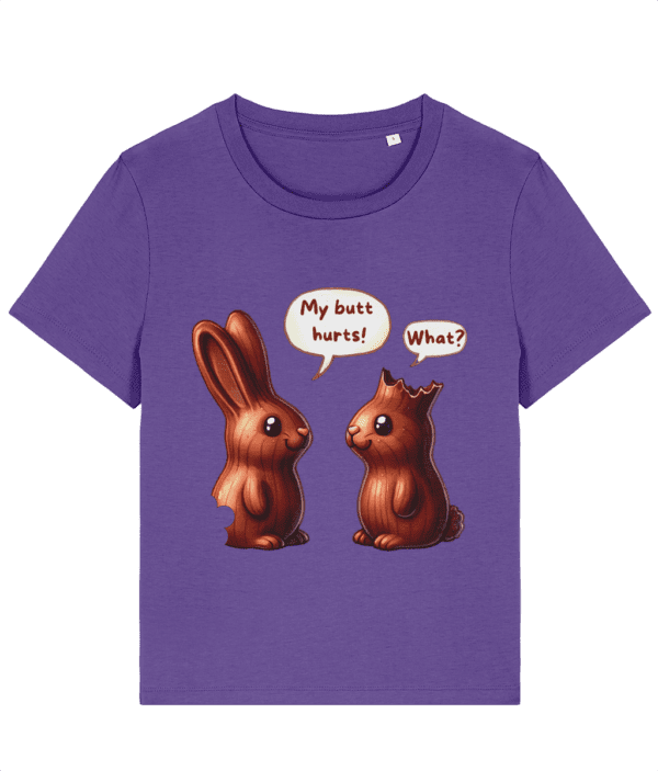 Tricou dama My butt hurts cadou amuzant personalizat de Paste cu iepurasi