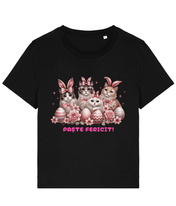 Tricou dama Paste fericit de la pisici cadou personalizat amuzant de paste