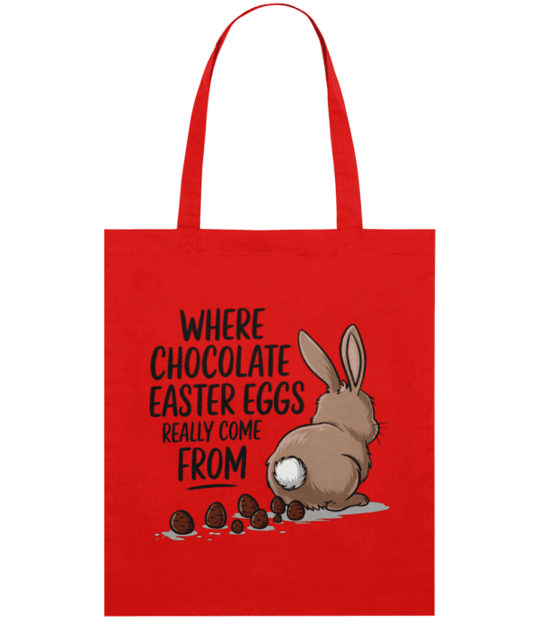 Sacoșă din bumbac „Where chocolate Easter Eggs really come from” - imagine 4