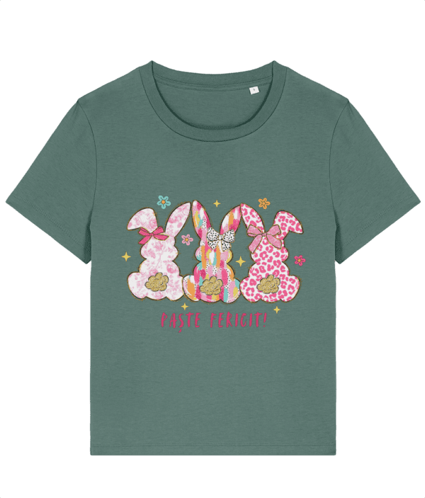 Tricou damă „Paște fericit 3 iepurași” - imagine 5