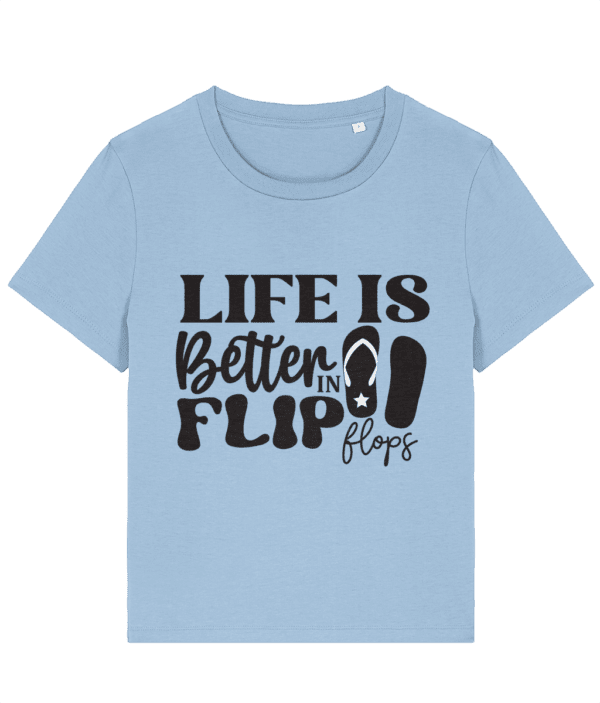 Tricou femei Life is better in flip flops cadou personalizat amuzant pentru iubitoare de mare plaja soare nisip