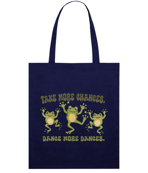 Sacosa din bumbac tote bag cadou personalizat pentru iubitorii de dans si distractie Take more chances Dance more dances
