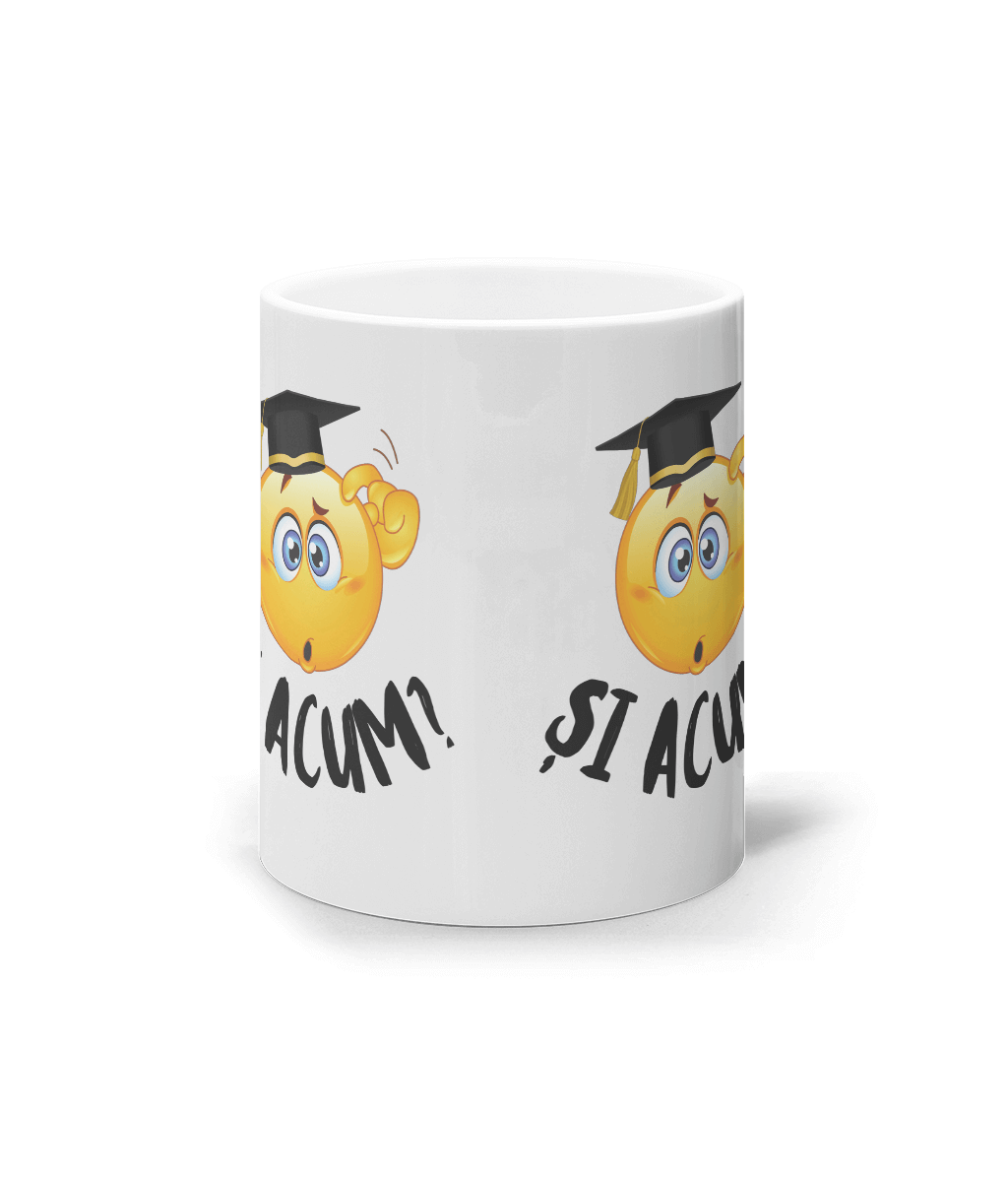 Cană ceramică albă „Și acum?” - imagine 2