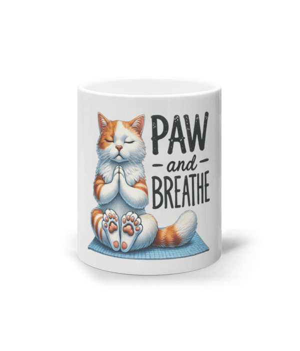 Cană ceramică albă „Paw and breathe”