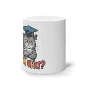 Cană ceramică albă „Now what?”