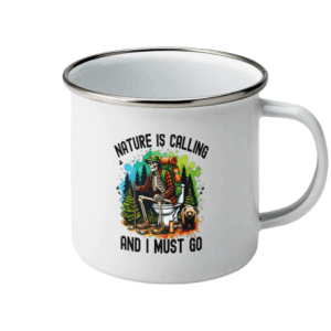 Cană emailată „Nature is calling and I must go”
