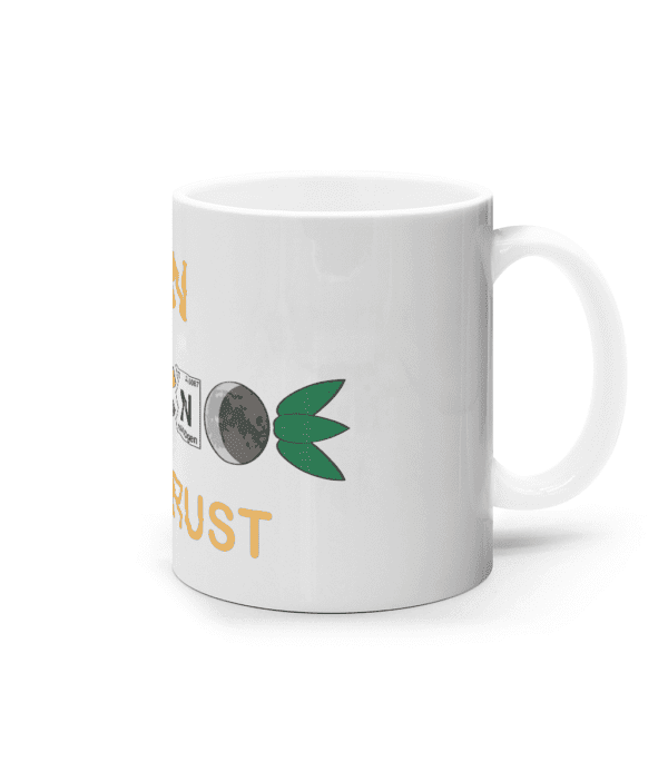 Cană ceramică albă „In science we trust” - imagine 3