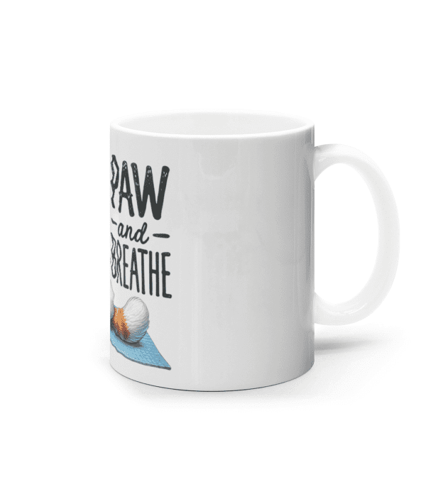 Cană ceramică albă „Paw and breathe” - imagine 3