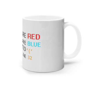 Cană ceramică albă „Roses are red, violets are blue”