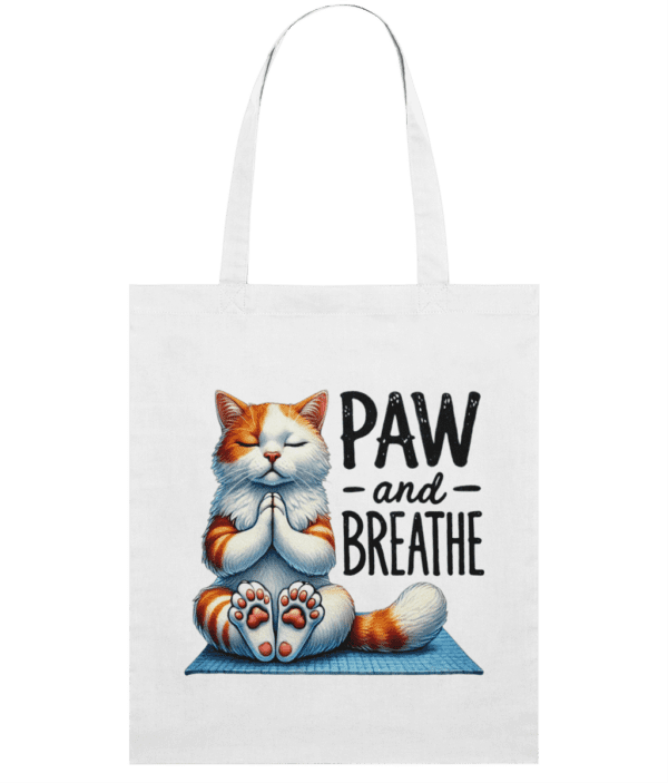 Sacosa din bumbac Paw and breathe pentru pasionati de yoga iubitori de pisici feline meditatie relaxare