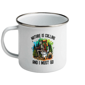 Cană emailată „Nature is calling and I must go”