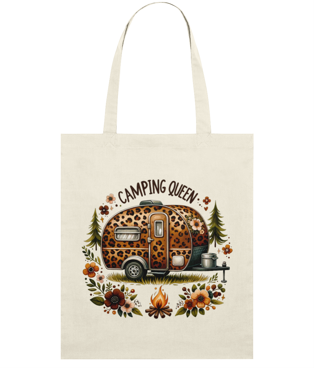 Sacosa din bumbac Camping Queen pentru iubitoarele de campat in natura camping si rulotism cu rulota imprimeu leopard