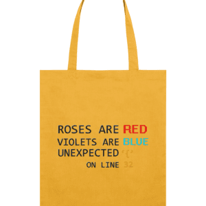 Sacoșă din bumbac „Roses are red, violets are blue”