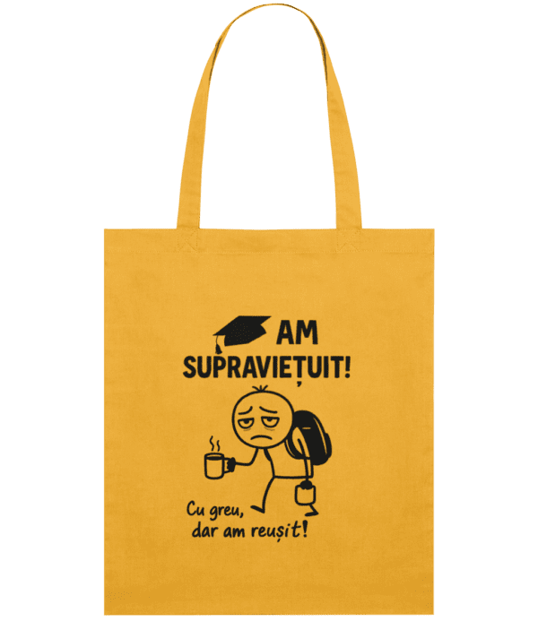 Sacoșă din bumbac „Am supraviețuit! Cu greu, dar am reușit!” - imagine 3