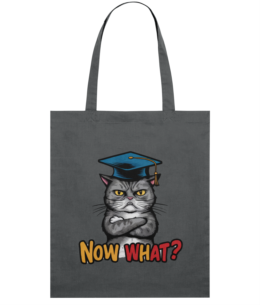 Sacosa din bumbac cadou amuzant personalizat pentru absolventi nedumeriti care iubesc pisicile
