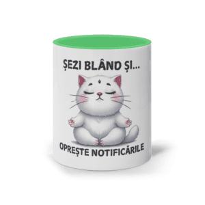 Cană ceramică colorată „Sezi blând și oprește notificările”