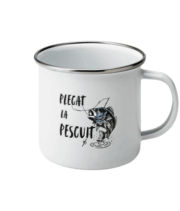 Cană emailată „Plecat la pescuit” - imagine 3
