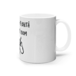 Cană ceramică albă „Mai bine pe baltă decât pe Zoom”