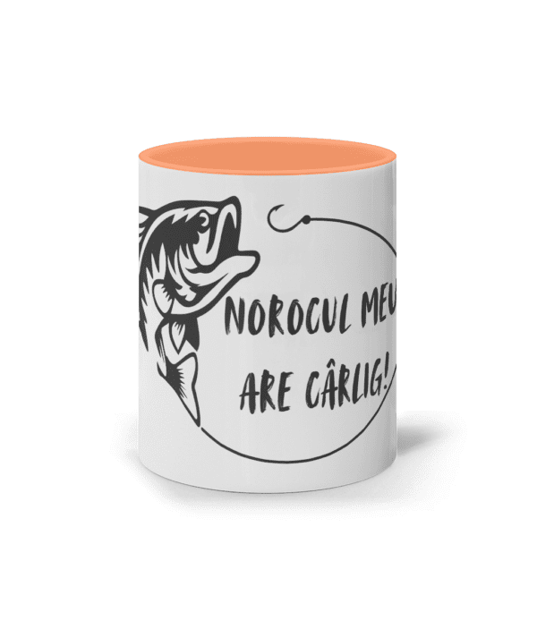 Cană ceramică colorată „Norocul meu are cârlig” - imagine 4