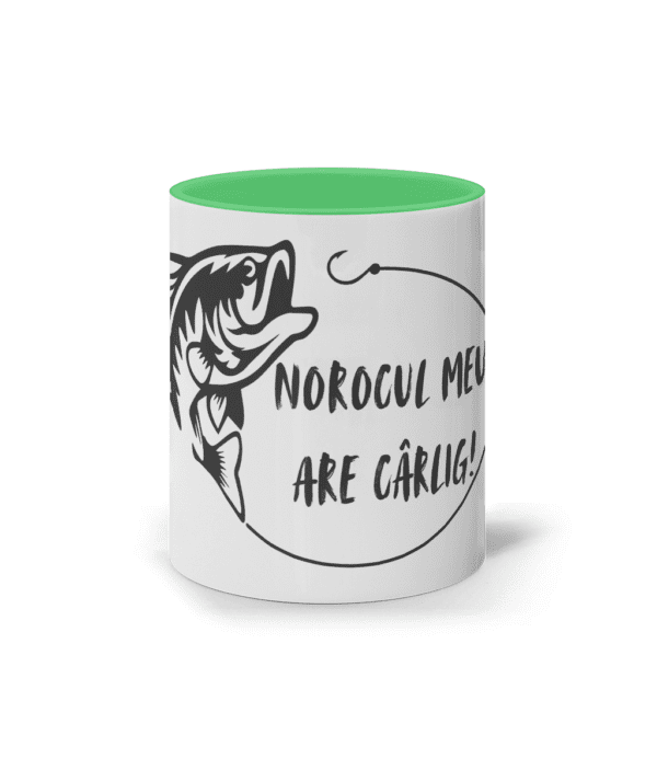 Cană ceramică colorată „Norocul meu are cârlig” - imagine 5