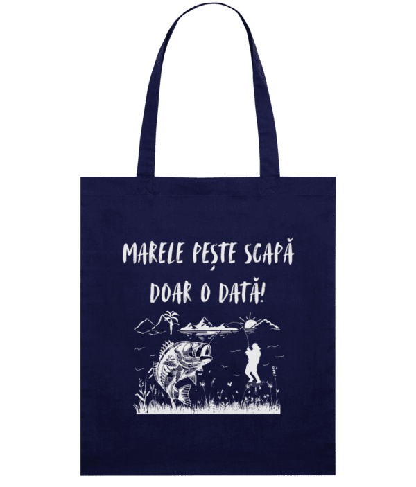 Sacoșă din bumbac „Marele pește scapă doar o dată” - imagine 4