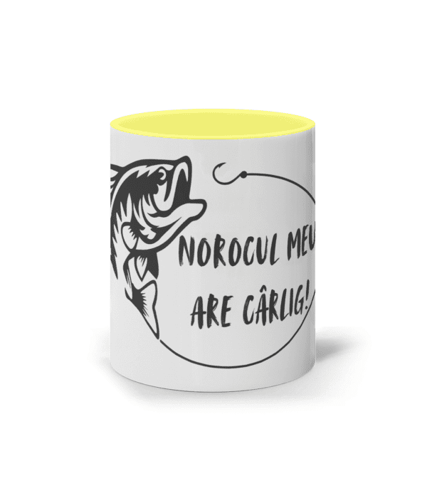 Cană ceramică colorată „Norocul meu are cârlig” - imagine 2