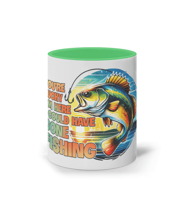 Cană ceramică colorată „You are lucky I am here, I could have gone fishing” - imagine 5