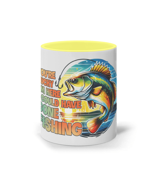 Cană ceramică colorată „You are lucky I am here, I could have gone fishing” - imagine 4
